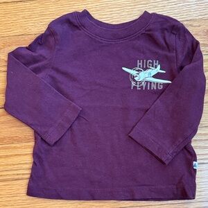 GAP Kids Long Sleeve Tee - Purple with Green Airplane